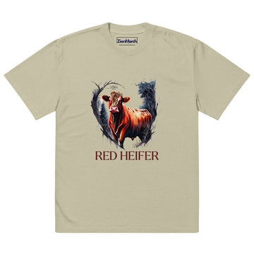 Red Heifer Oversized Faded Tee (Unisex)